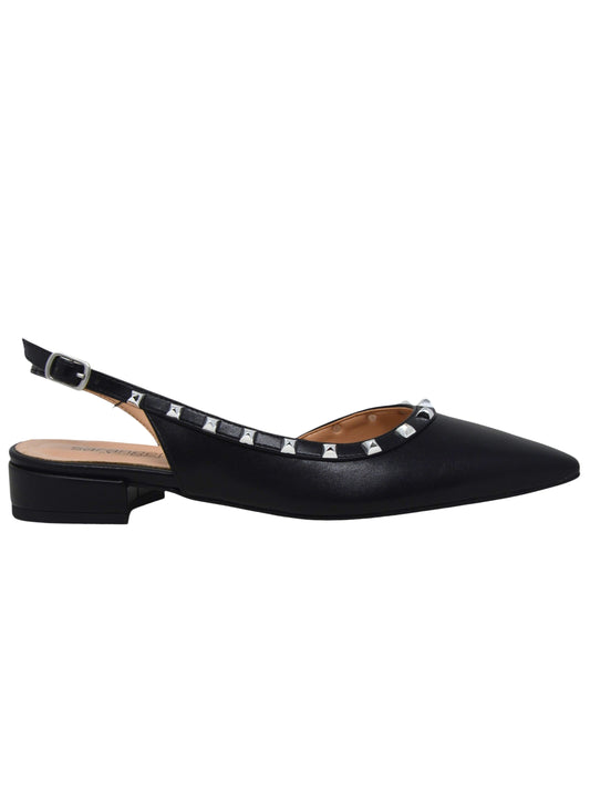 Decolletè nero basso slingback con borchie -2107NER