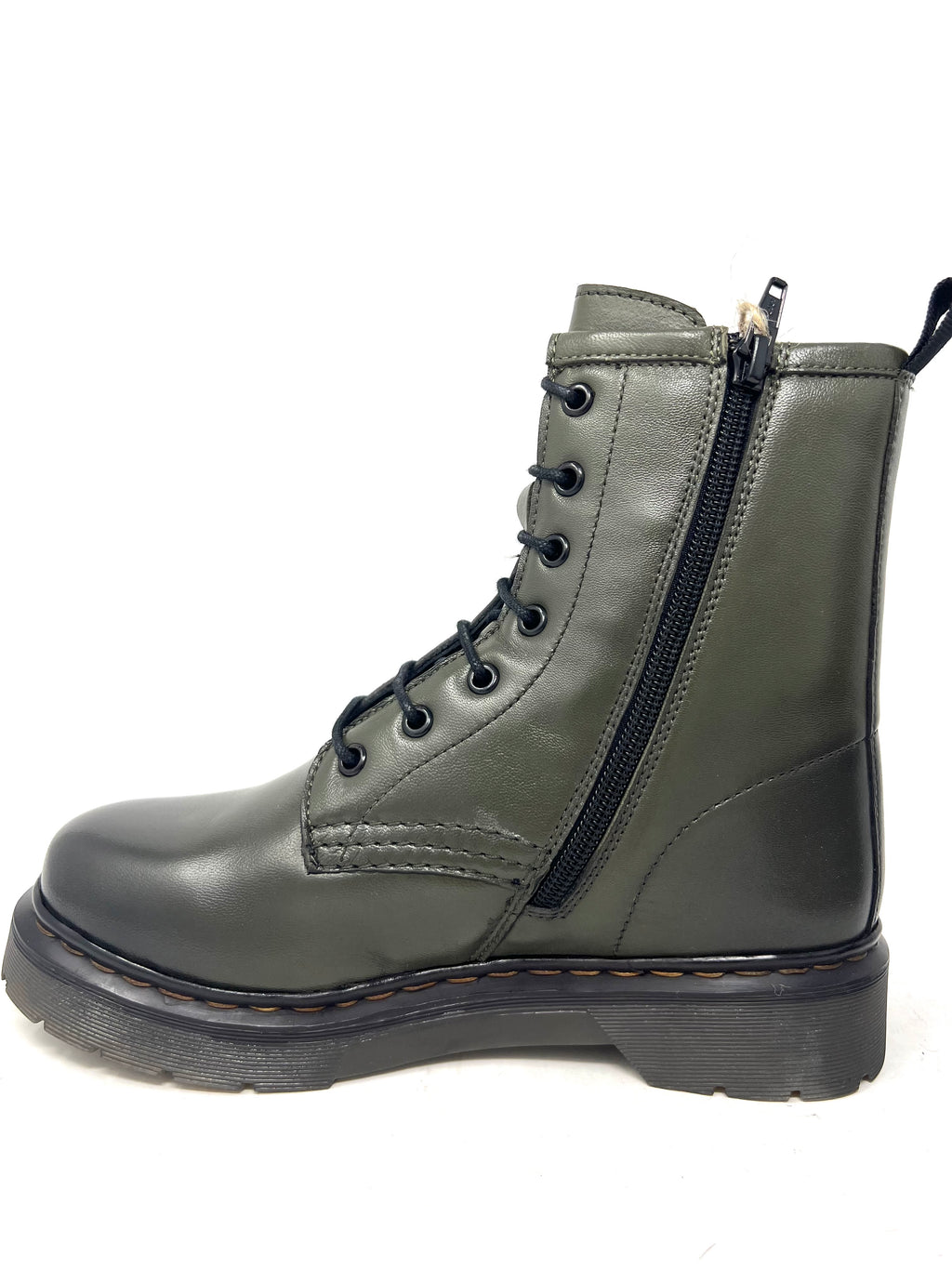 Anfibio in pelle verde militare -D0C04K