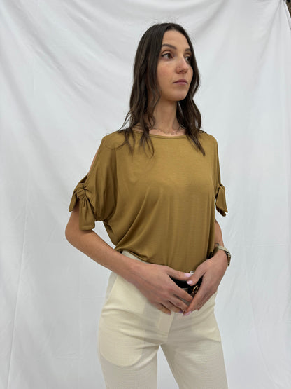 T-shirt viscosa manica fiocco -38593