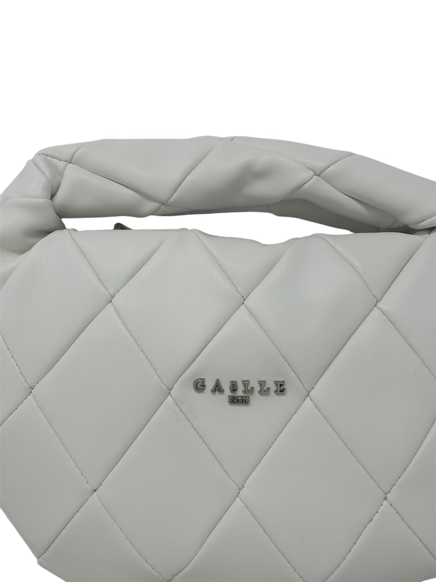 Mini hobo matelassè a rombi logo in metallo bianco -02152