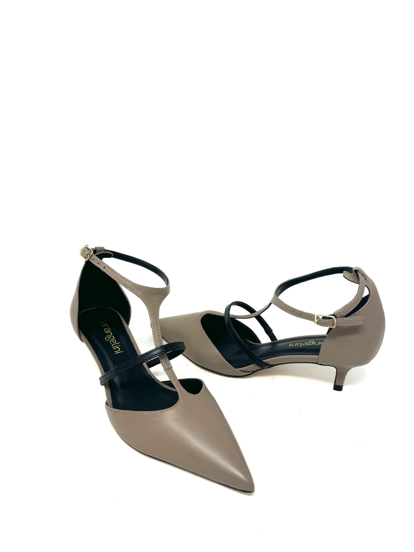 Slingback tacco 3cm cinturini incrociati taupe -2389C