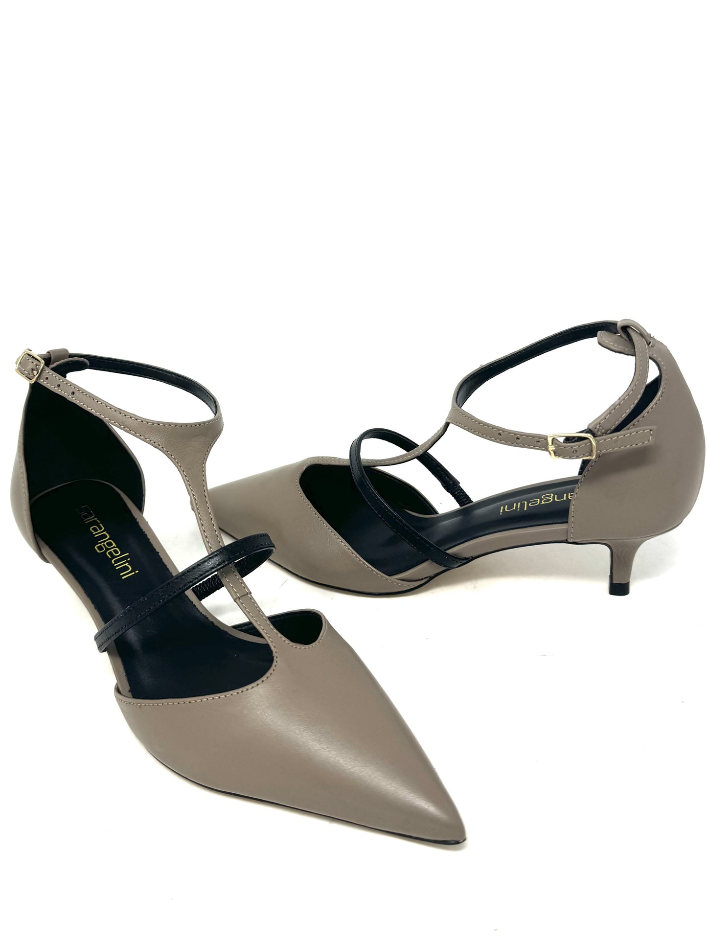 Slingback tacco 3cm cinturini incrociati taupe -2389C