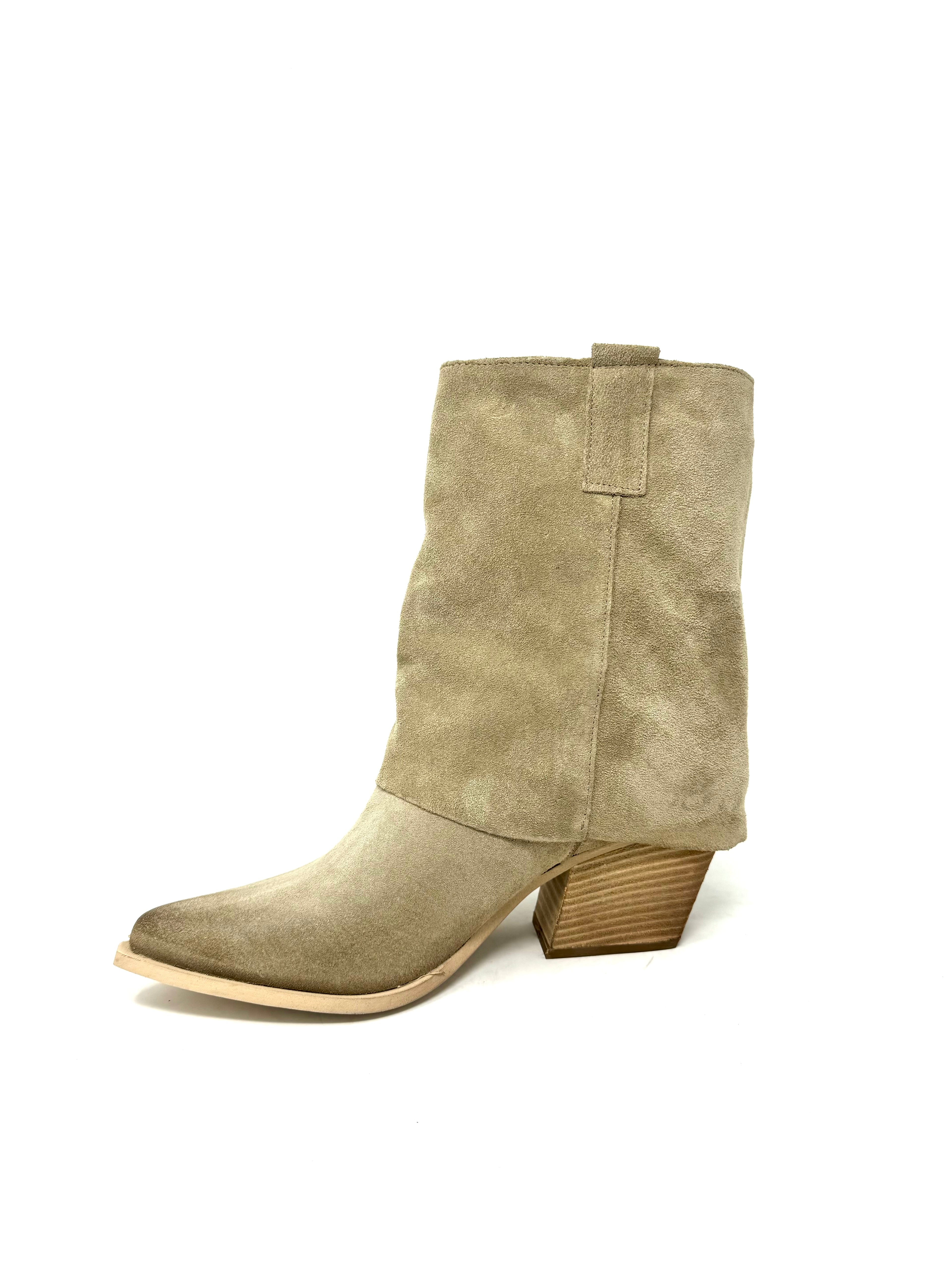 Texano 3/4 con ghetta camoscio beige -LOC250B