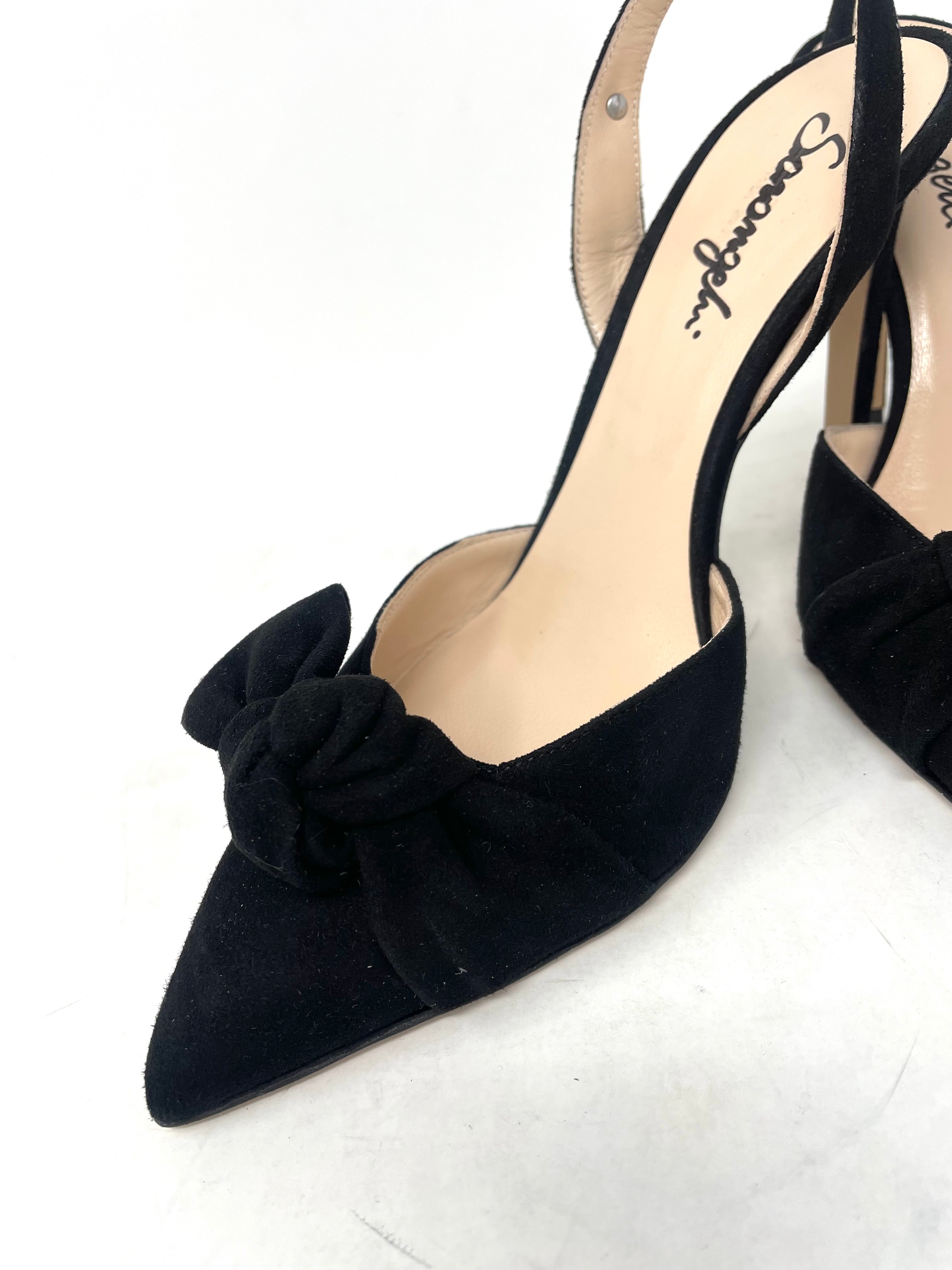 Slingback in camoscio, fiocco frontale, tacco 100mm - 695012E