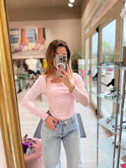 Body maniche lunghe con scollo oblo'