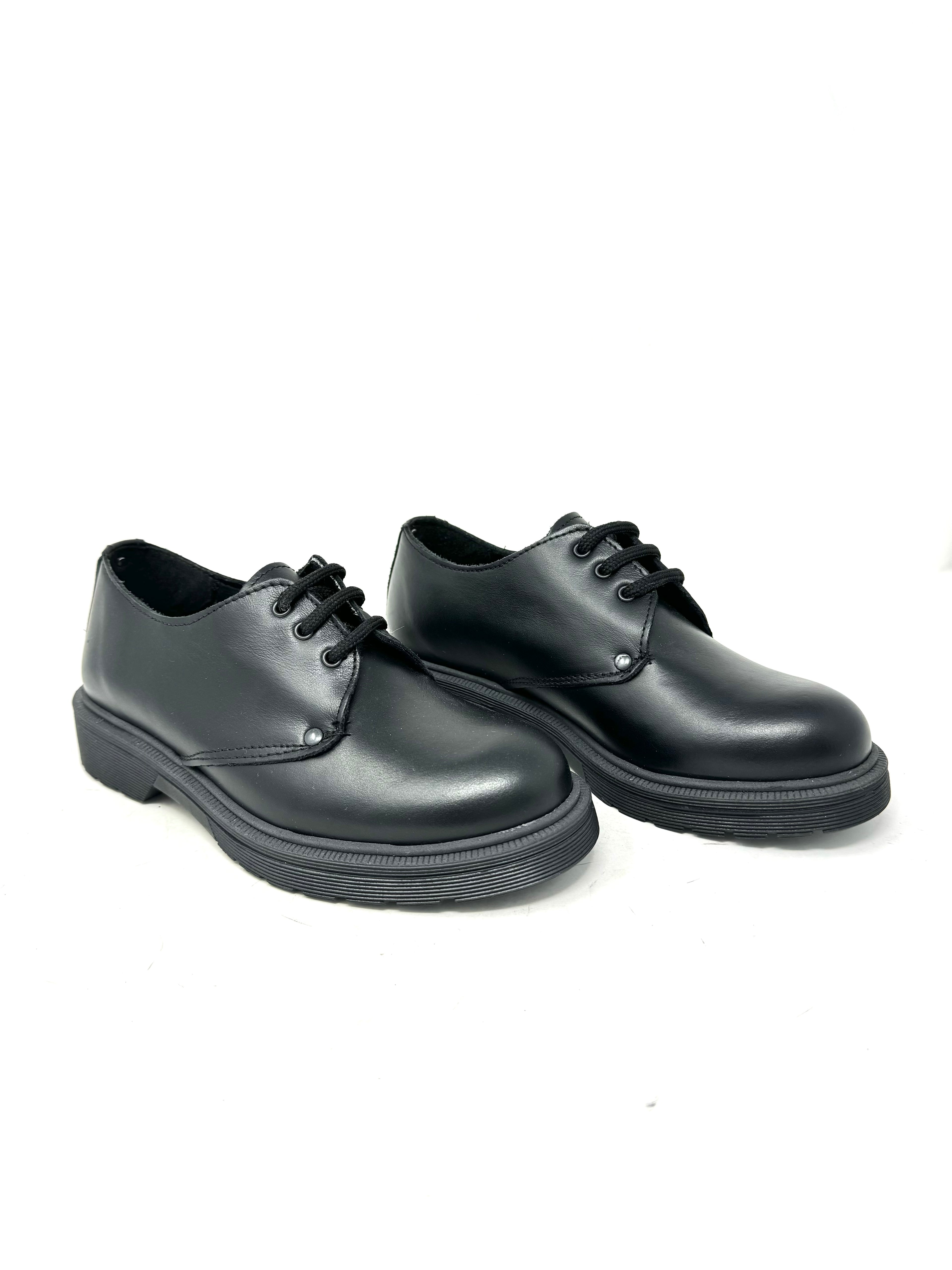 Derby fondo gomma pelle nero - 508NE