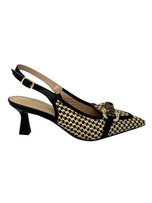 Slingback in raffia accessorio nero -E0607K