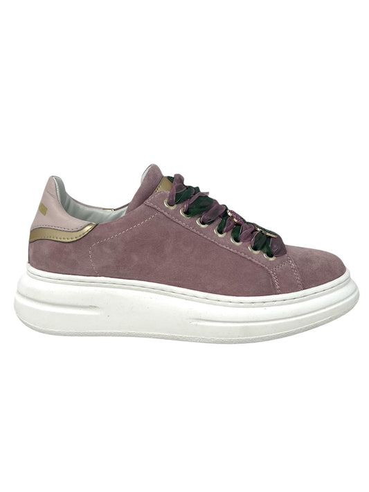 Sneakers rosa/verde con cuori in strass doppio laccio -661ORBI