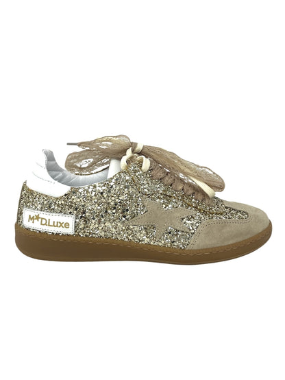 Sneakers gold doppio laccio in pizzo -526PR