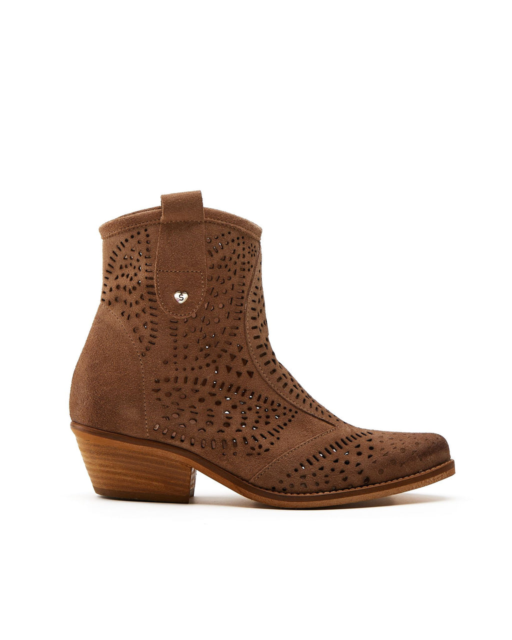 Texano traforato in camoscio taupe -6030