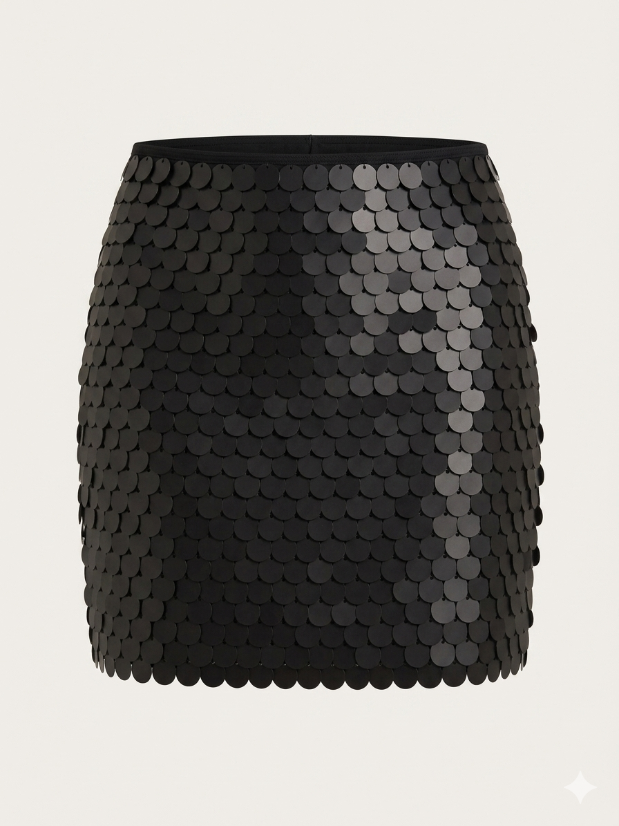 Gonna paillettes nera GLAMOROUS - V_KA7334