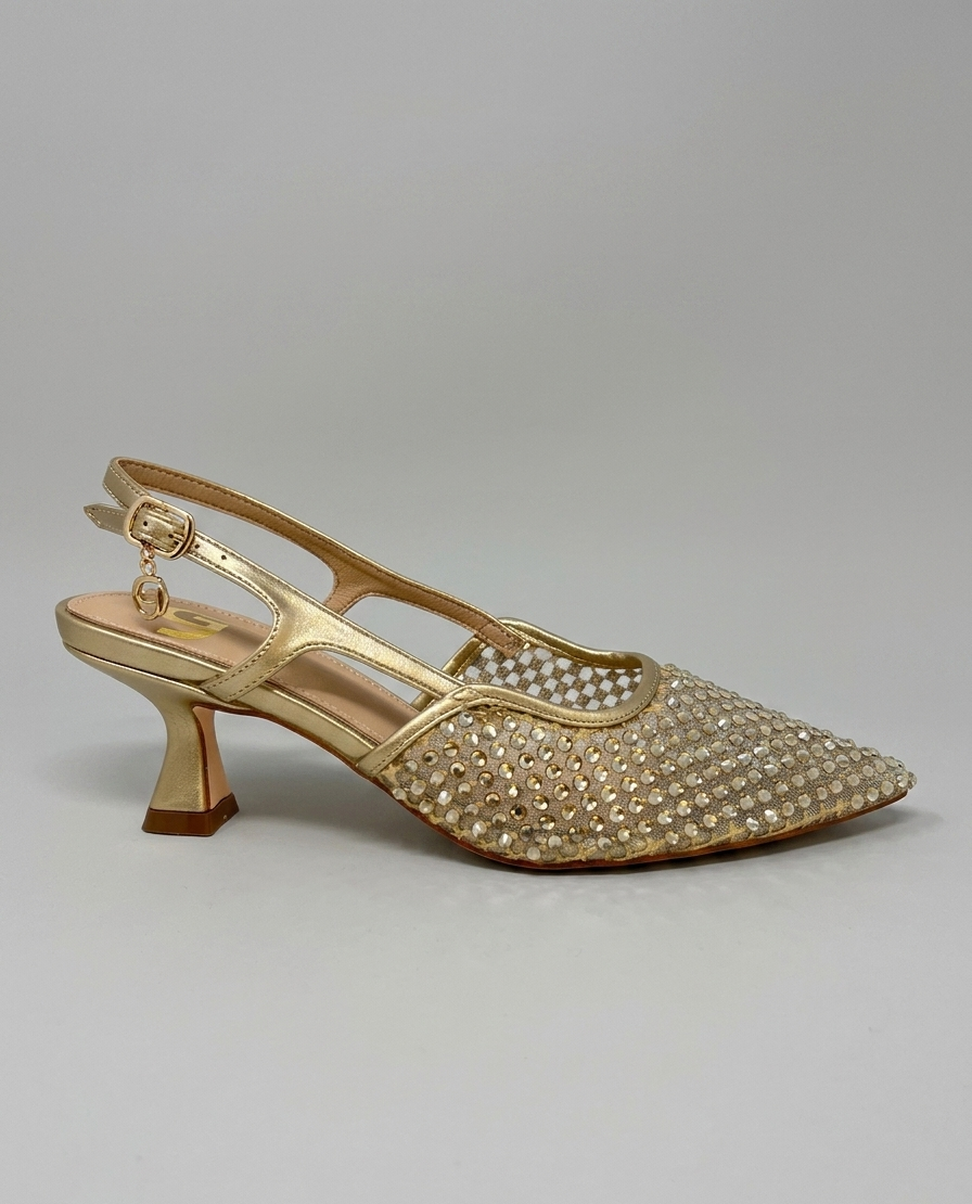 Slingback con strass oro - V_GD397