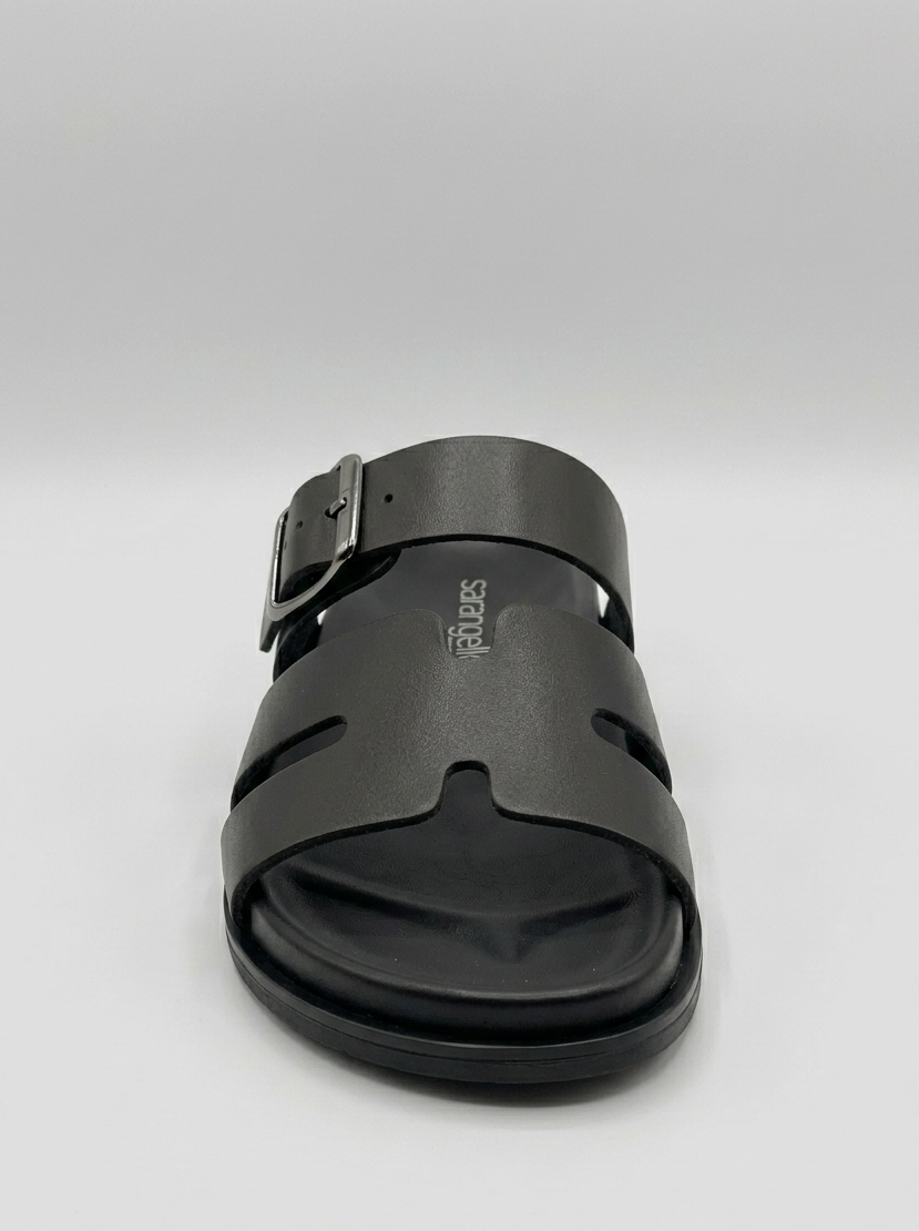 Sandalo fusbet con fasce in pelle nero V_CICI102