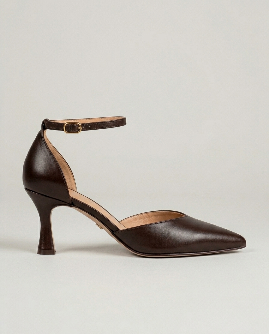 Ankle strap con scollo a v caffè V_GP592C