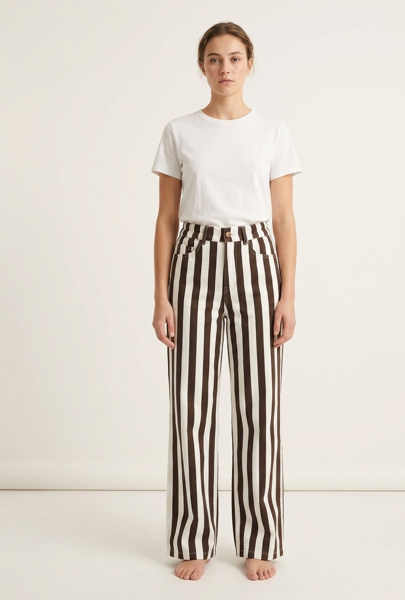 Pantaloni a righe simil zampa V_619101