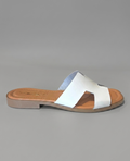 Ciabatta flat in pelle bianca ad H V_712BI