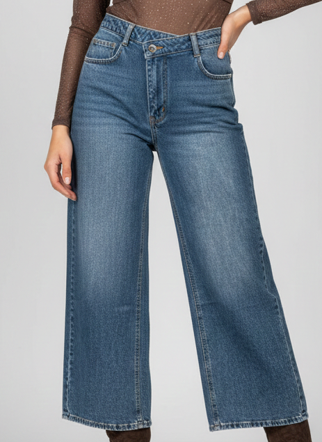 Jeans a palazzo asimmetrico - 6100J