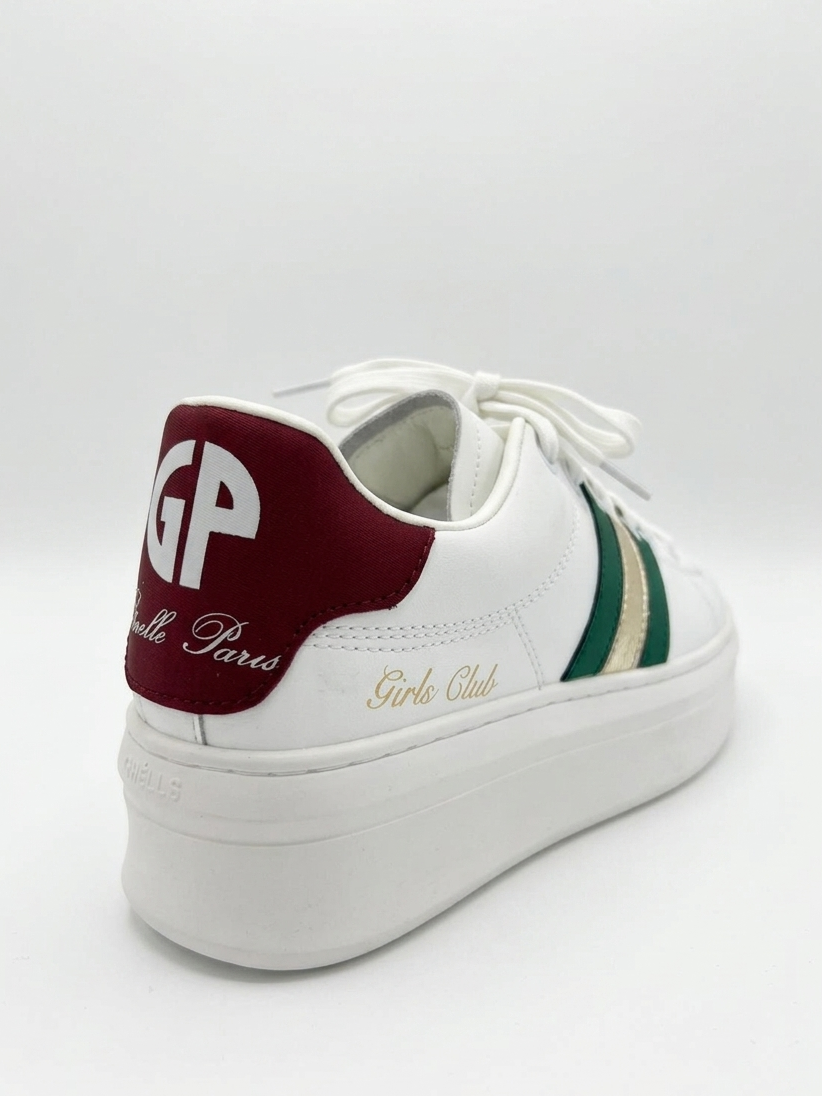 Sneakers Gaelle pelle con inserti bordeaux e green - V_W01470