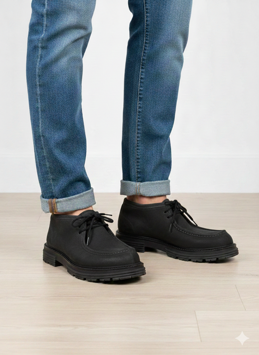 Scarpa ingegnere pelle nero - CC634