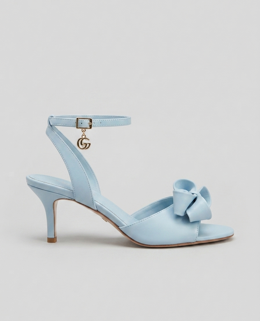 Ankle strap con fiocco celeste V_FG02
