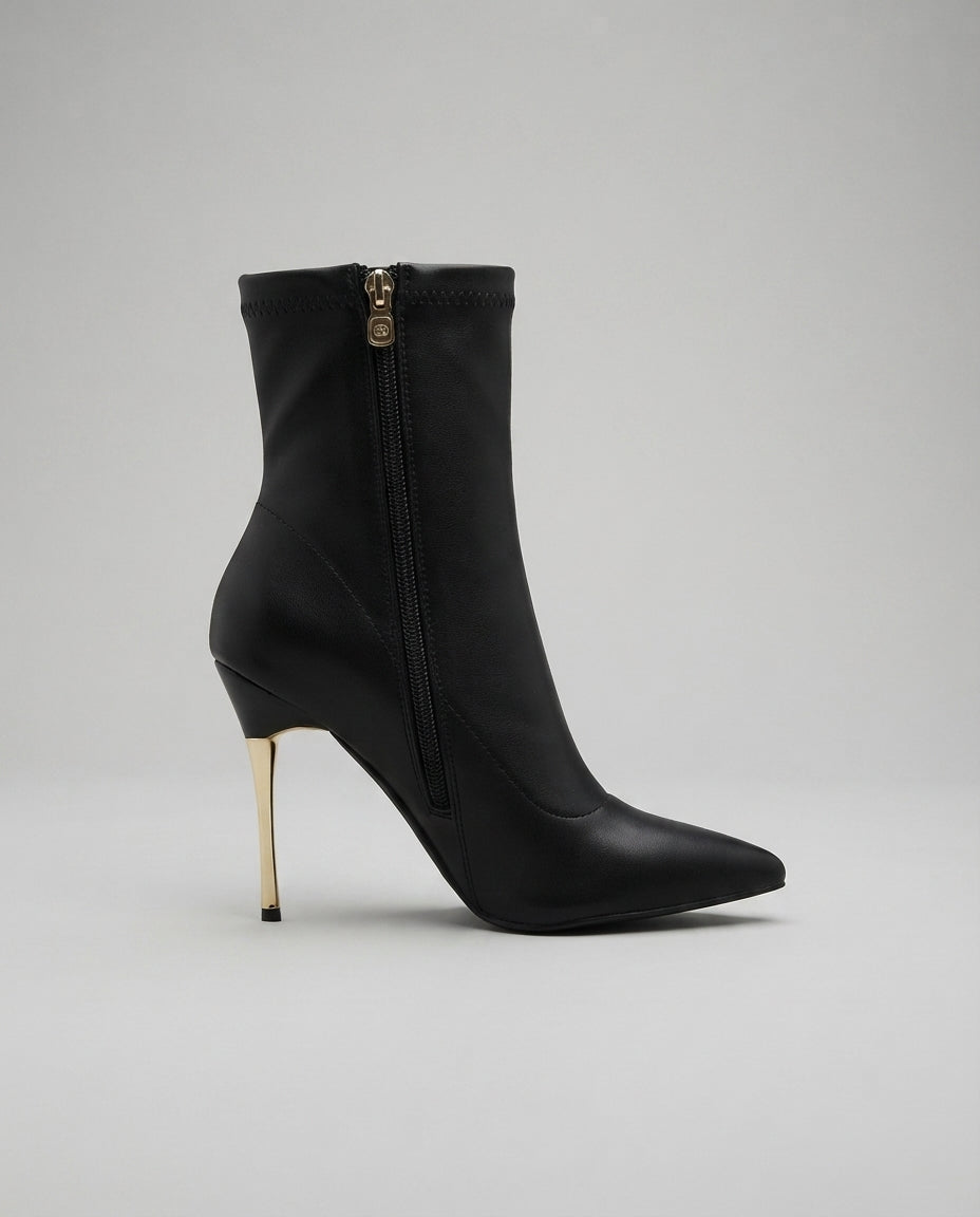Stivaletto calzino con tacco oro - V_GP847