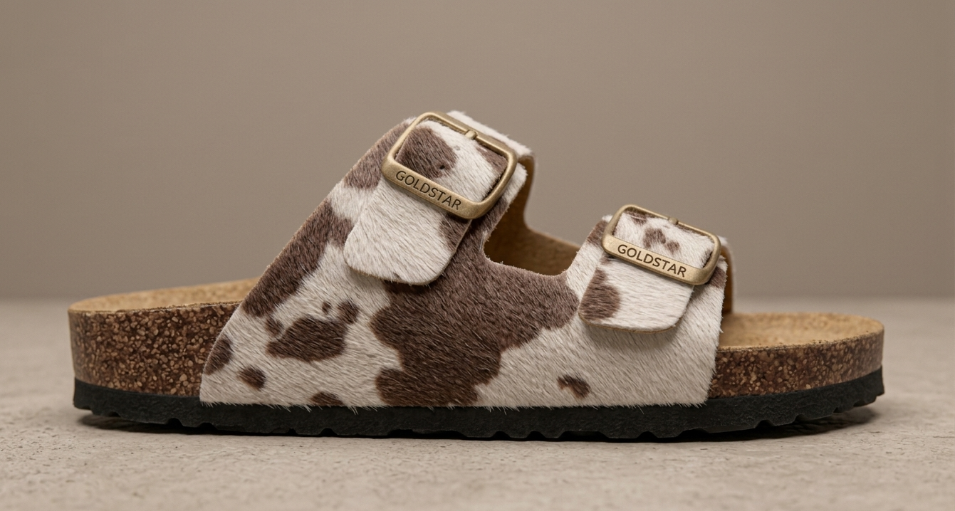 Sandalo con fibbie con stampa muccata V_GS1809