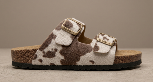 Sandalo con fibbie con stampa muccata V_GS1809