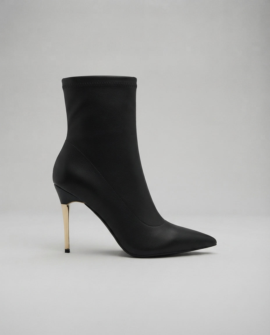 Stivaletto calzino con tacco oro - V_GP847