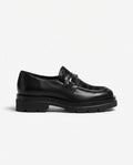 Mocassino in pelle nero con fantasia cocco - V_40I6R