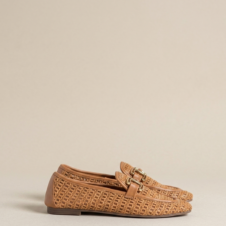 Mocassino in paglia con accessorio V_FG08