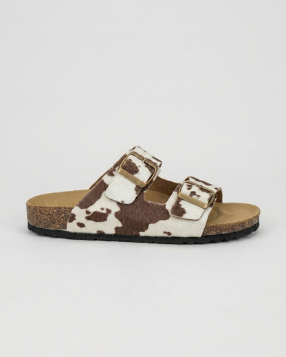Sandalo con fibbie con stampa muccata V_GS1809