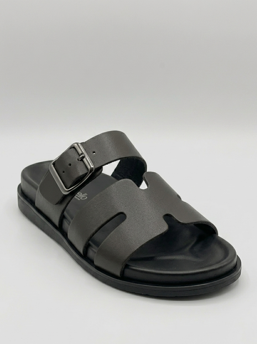 Sandalo fusbet con fasce in pelle nero V_CICI102