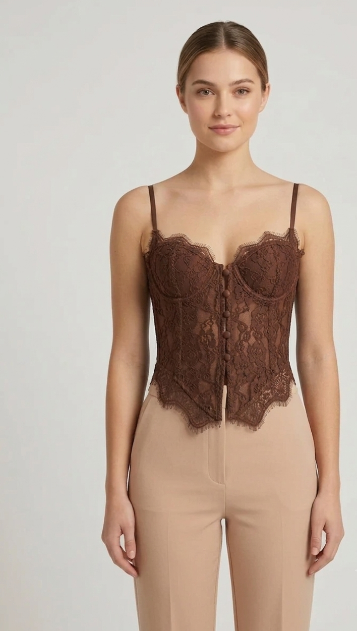 Top in pizzo con spalline sottili V_5311TOP