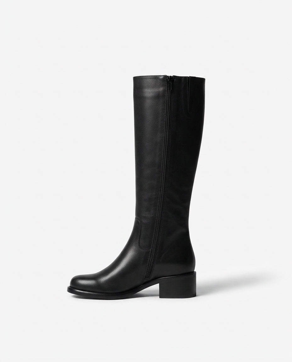Stivale in pelle con punta tonda V_3034