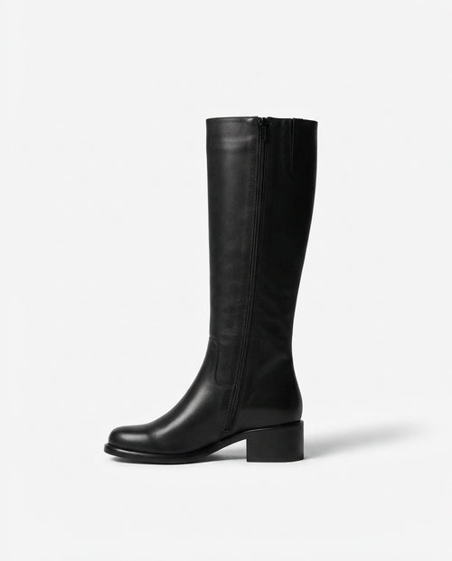 Stivale in pelle con punta tonda V_3034