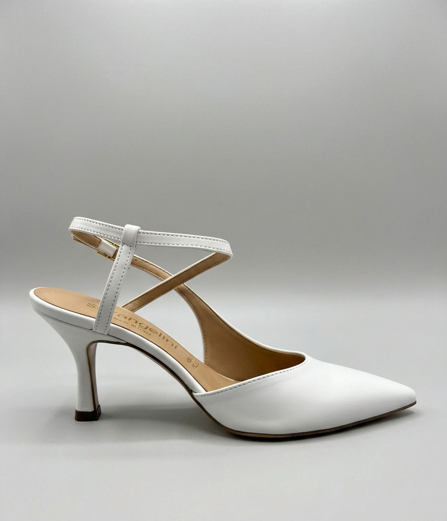 Slingback in pelle bianco sposa V_2164M05