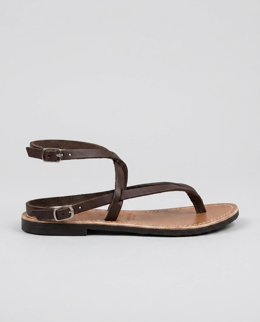 Sandalo infradito in pelle moro V_3134