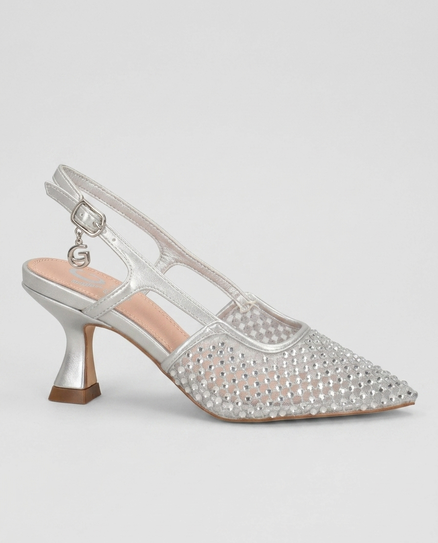 Slingback con strass argento V_GD397A