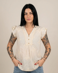 Camicia panna con ricami V_4842575