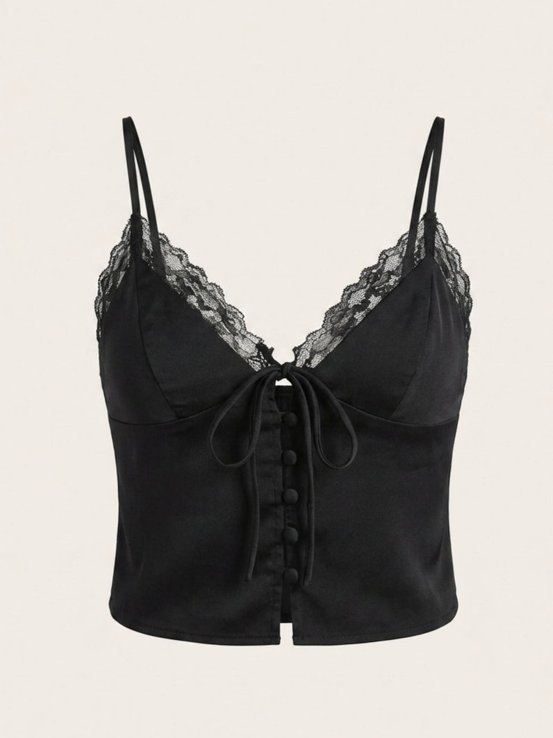 Top in pizzo nero satin GLAMOROUS - CK7467