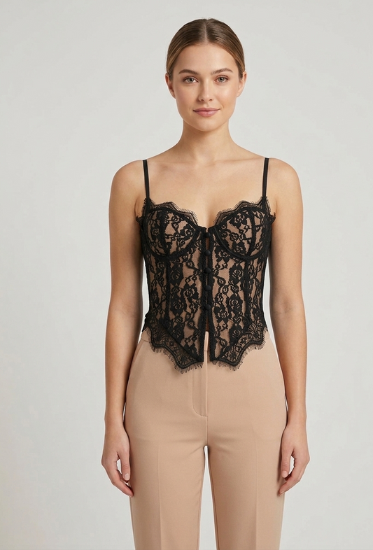 Top in pizzo con spalline sottili V_19600