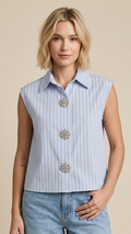 Camicia gessata con gioiello V_41345