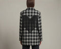 Giacca tartan con frange V_GF2601