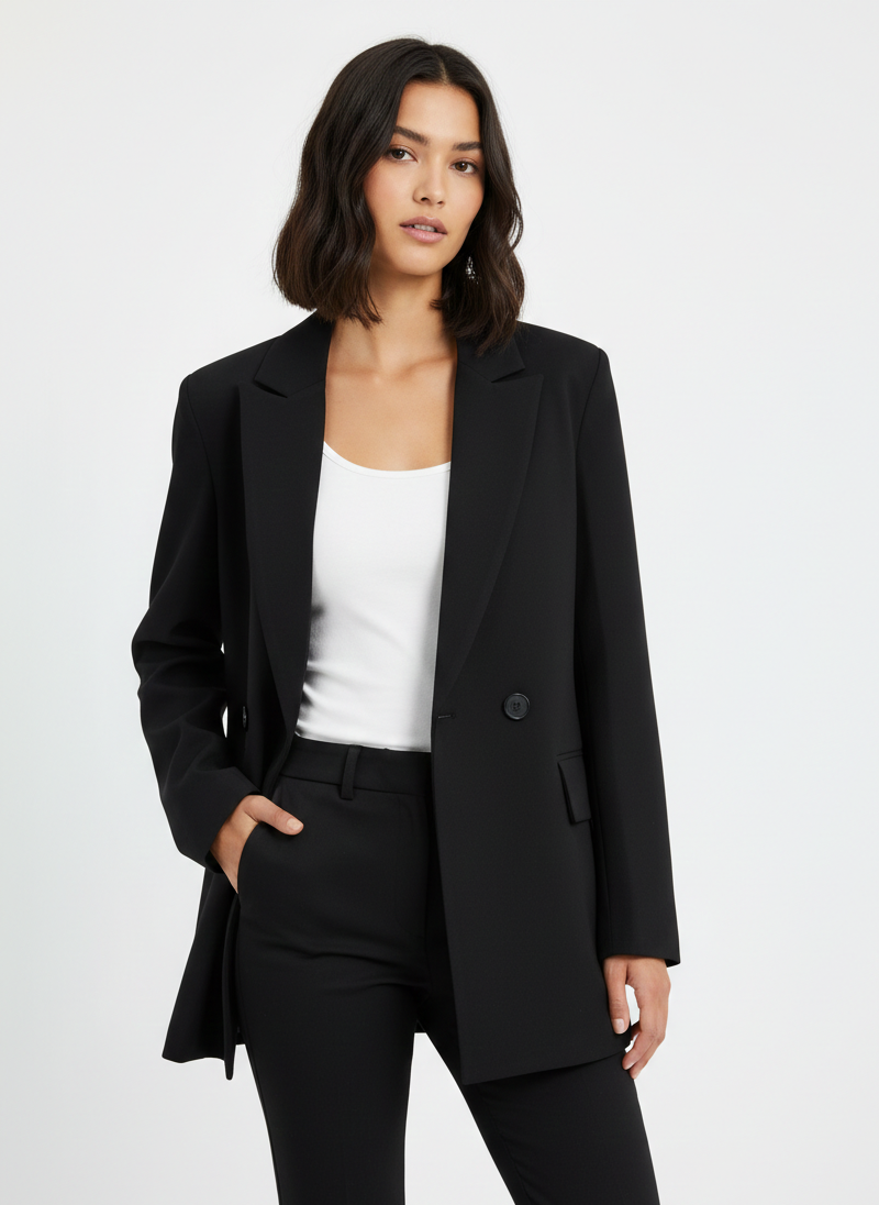 Blazer nero doppiopetto - V_241280