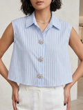 Camicia gessata con gioiello V_41345