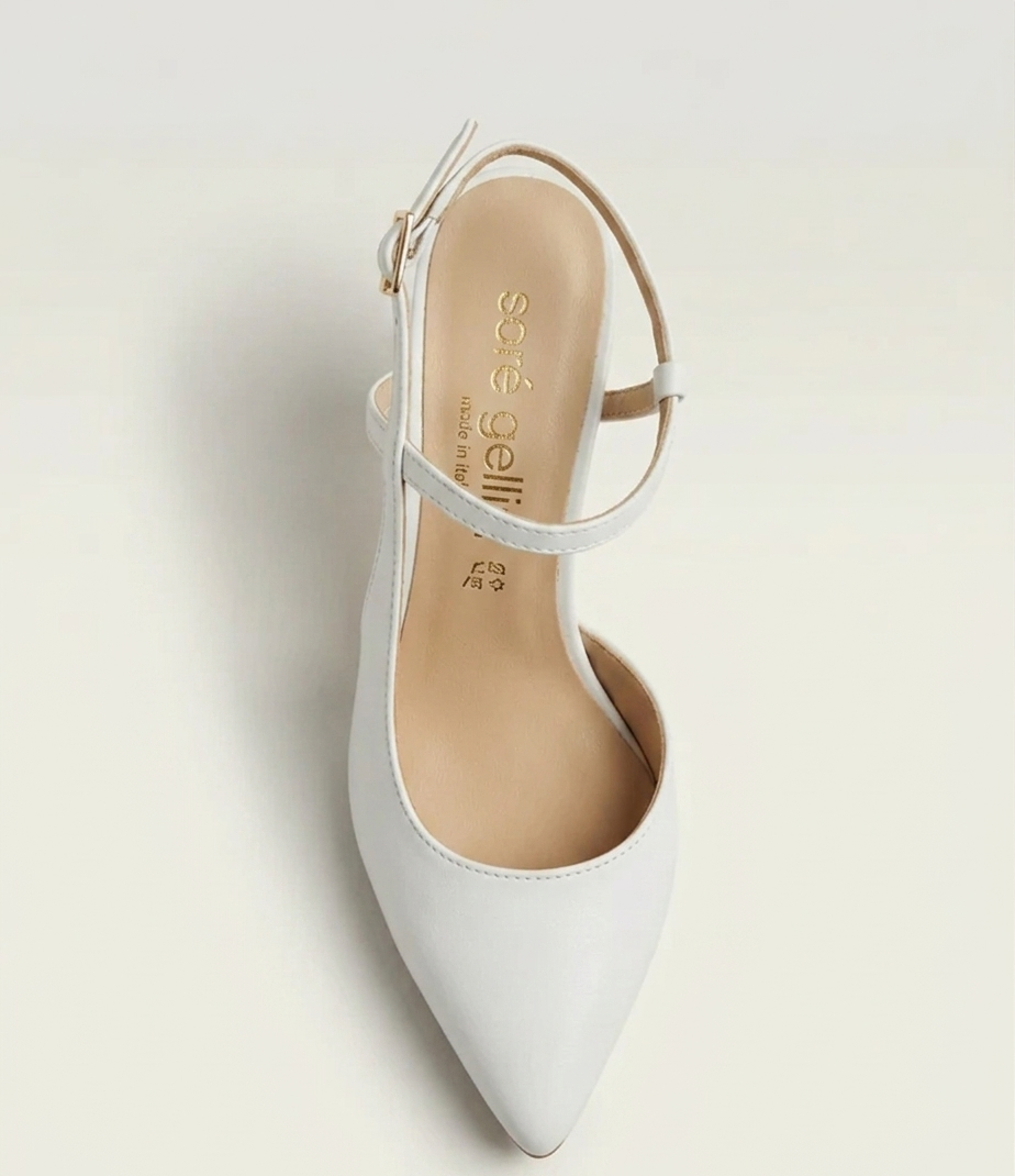 Slingback in pelle bianco sposa V_2164M05