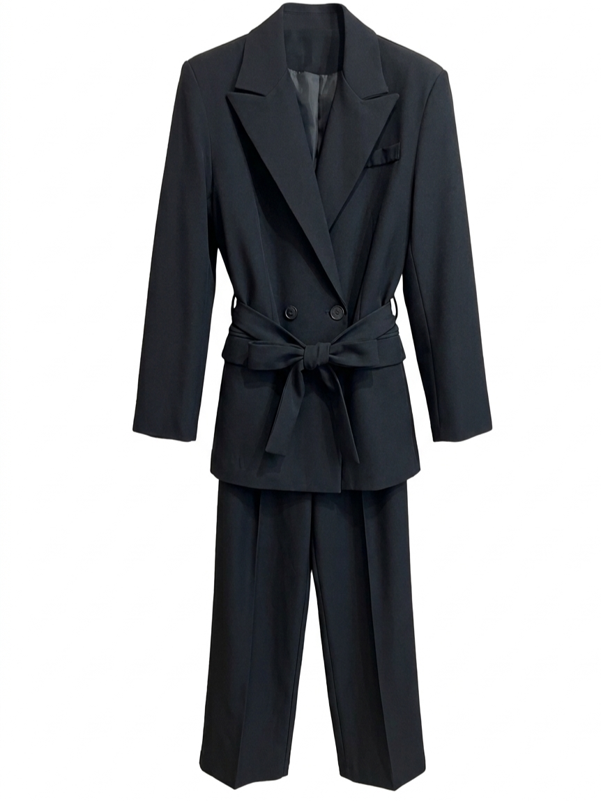 Completo giacca con cinta in vita e pantalone - V_637700