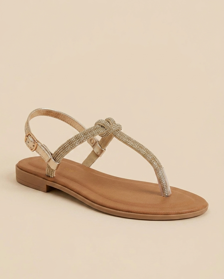 Sandalo infradito flat strass platino - V_LIDO669