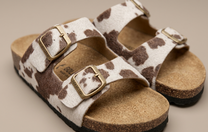 Sandalo con fibbie con stampa muccata V_GS1809