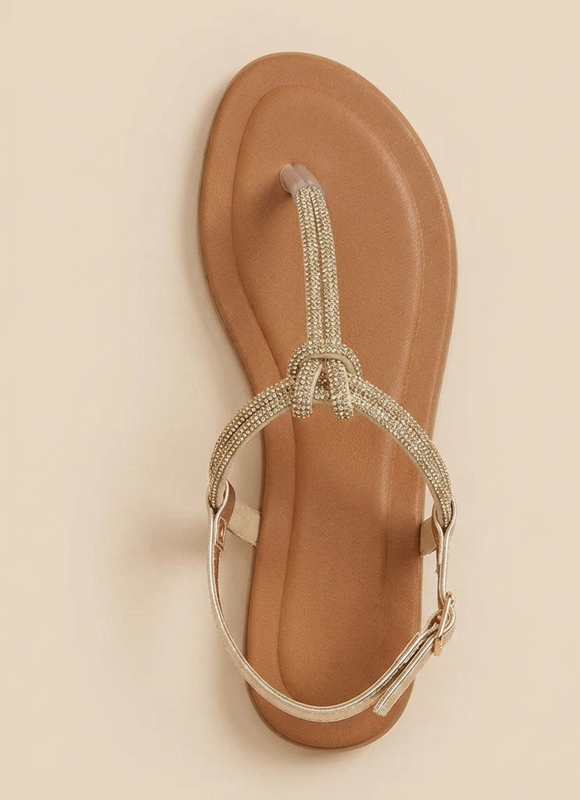 Sandalo infradito flat strass platino - V_LIDO669